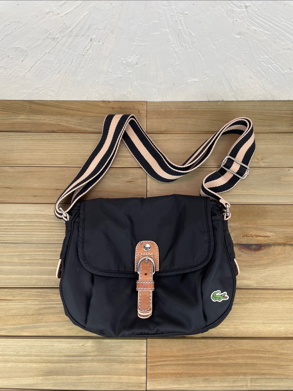 Lacoste Black Nylon Crossbody Bag
